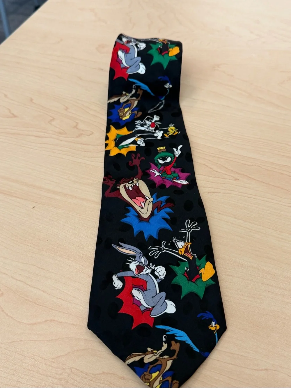 Warner Bros Black Tie with Colorful Looney Tunes Characters